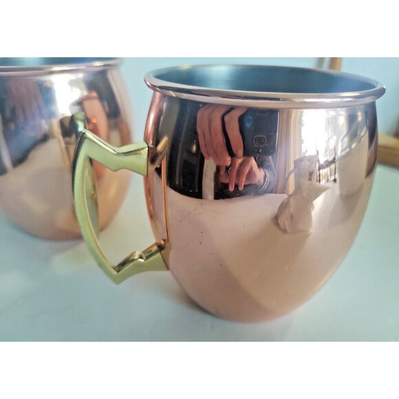 Eco One by Silver One Intl. Moscow Mule Mugs(2) Copper/Silver Brass Handles - Picture 10 of 12